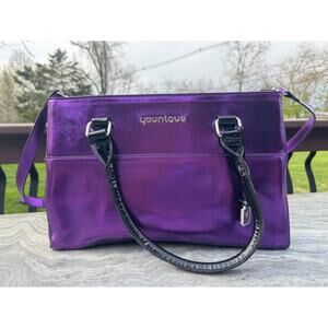 Younique Metallic Purple Laptop Tote Bag Purse with Straps - NWOT